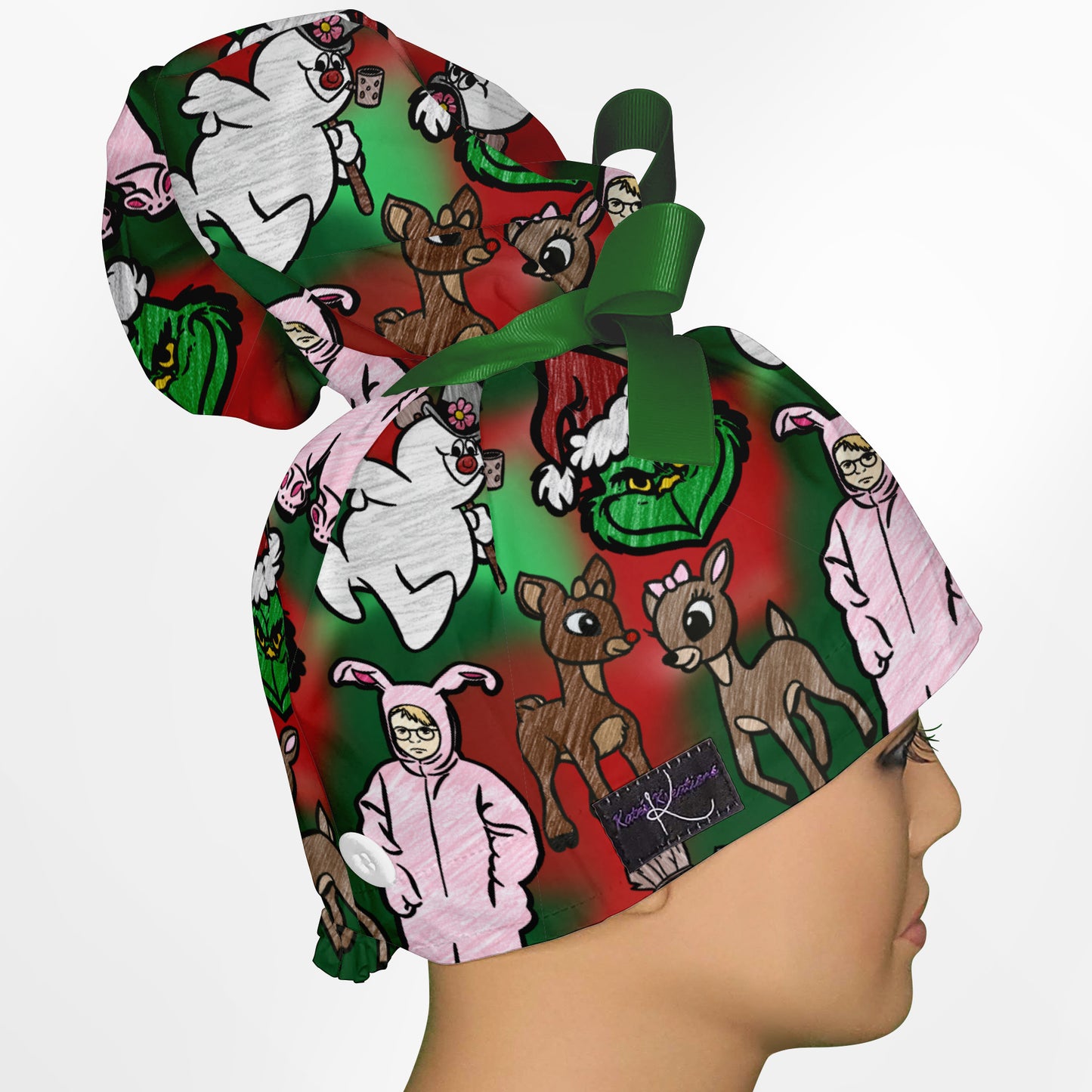 Christmas Movies High Bun Ponytail Scrub Cap