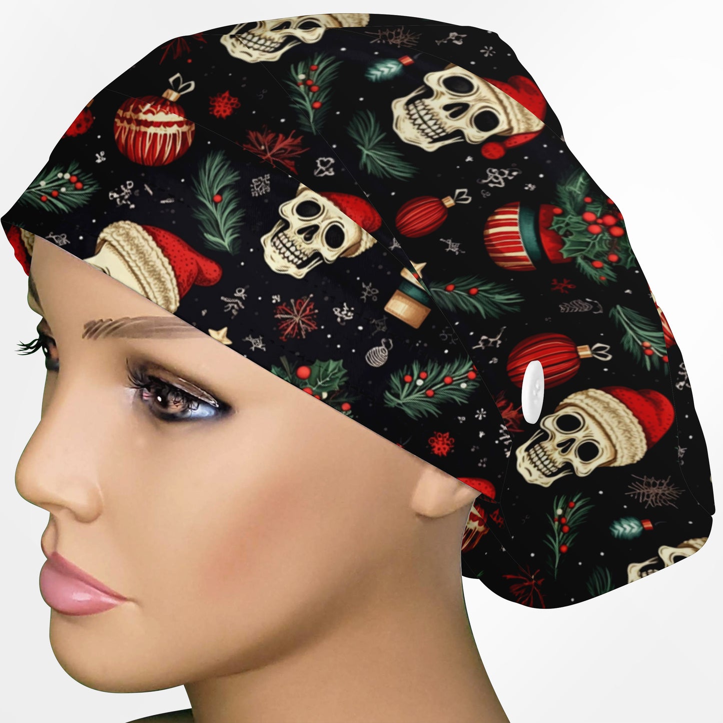 Christmas Skulls Euro Scrub Cap