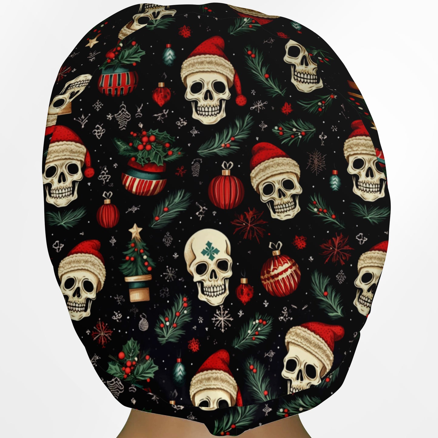 Christmas Skulls Euro Scrub Cap