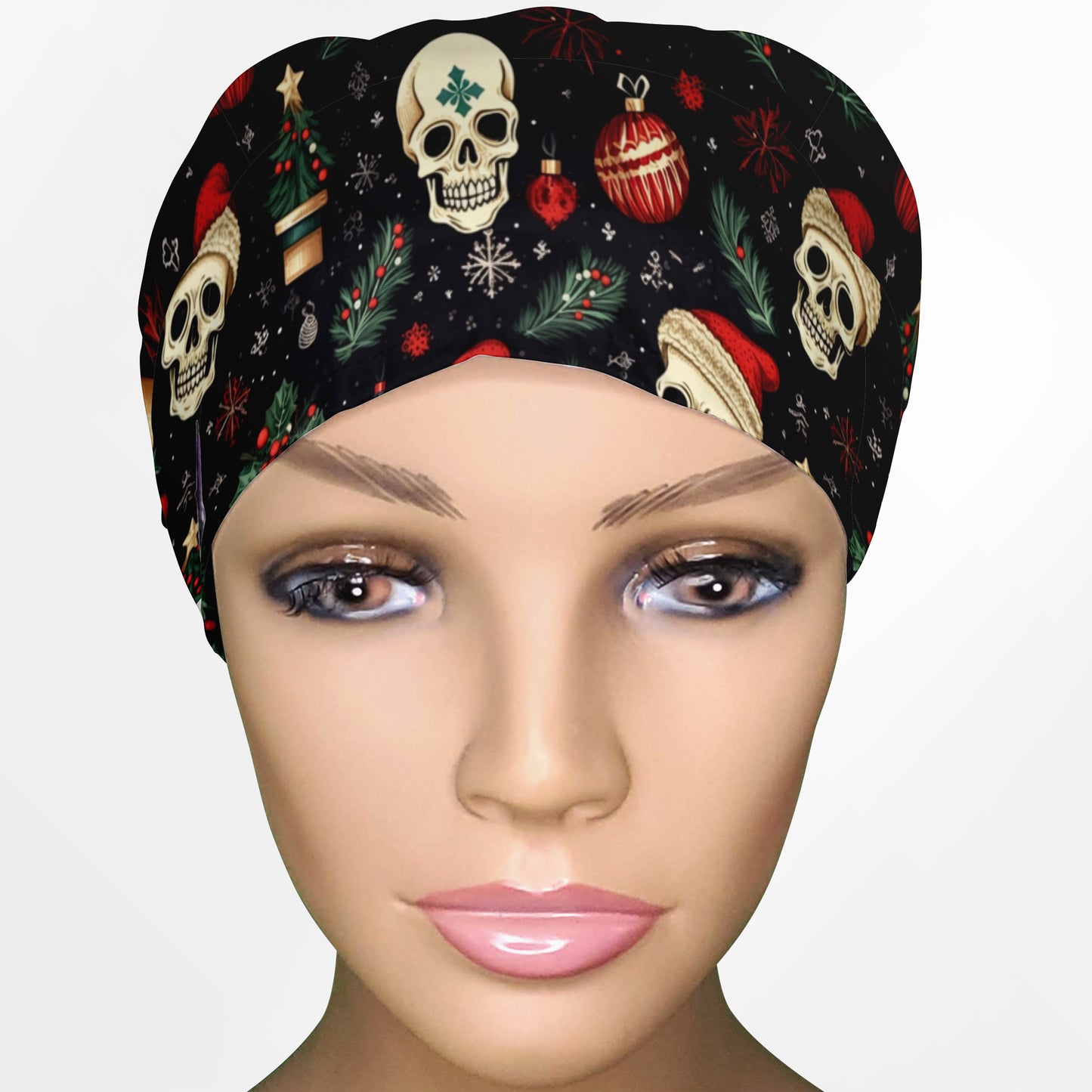 Christmas Skulls Euro Scrub Cap