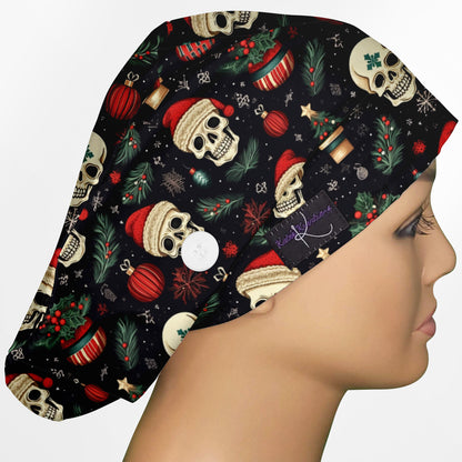 Christmas Skulls Euro Scrub Cap