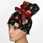 Christmas Skulls High Bun Ponytail Scrub Cap