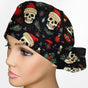 Christmas Skulls Ponytail Scrub Cap