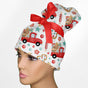 Christmas Trucks High Bun Ponytail Scrub Cap