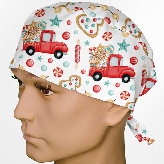 Christmas Trucks Surgeon Scrub Cap