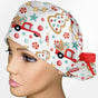 Christmas Trucks Ponytail Scrub Cap
