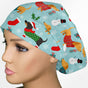 Christmas Weenie Dog Euro Scrub Cap