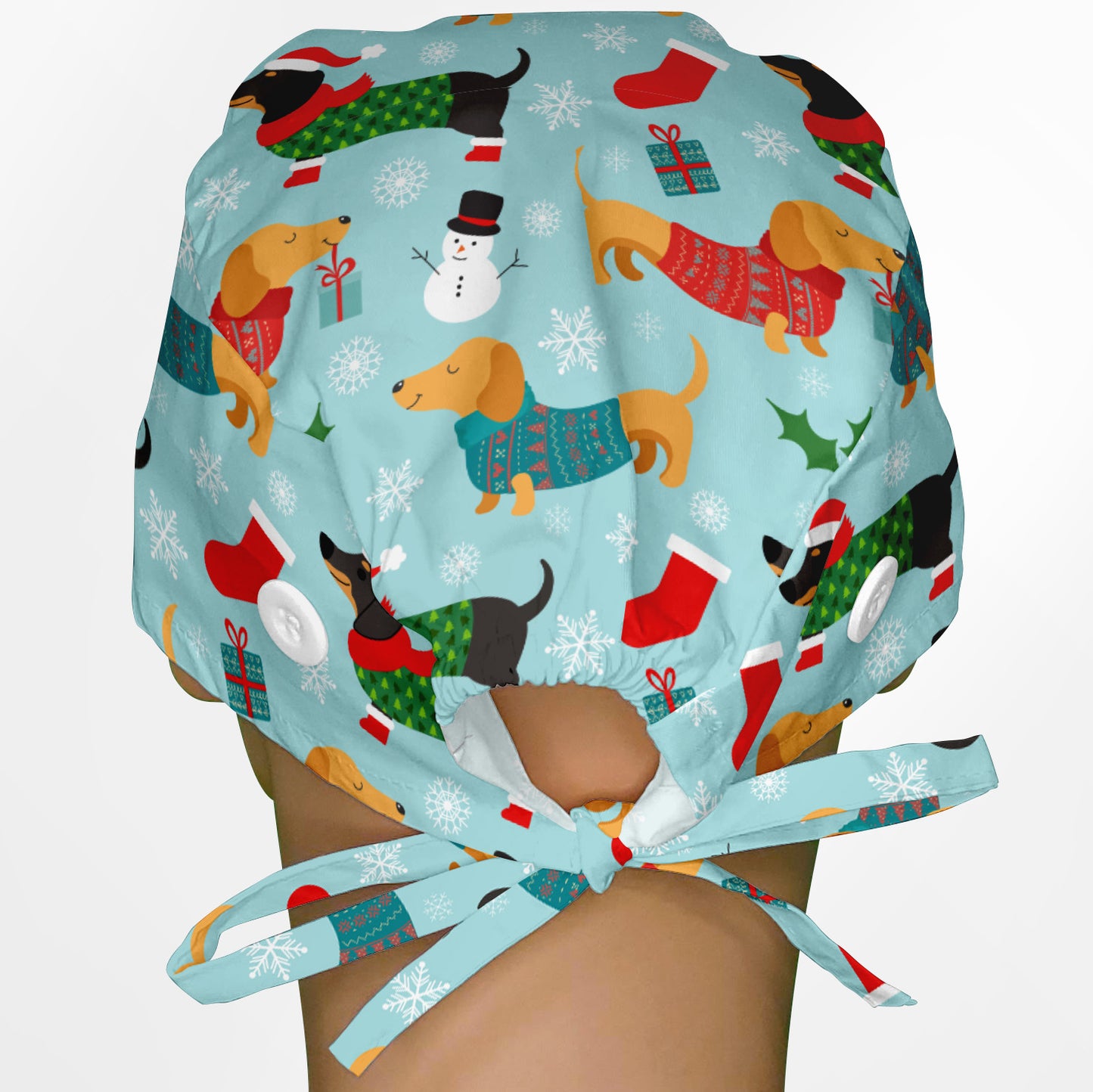 Christmas Weenie Dog Surgeon Scrub Cap