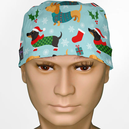 Christmas Weenie Dog Surgeon Scrub Cap