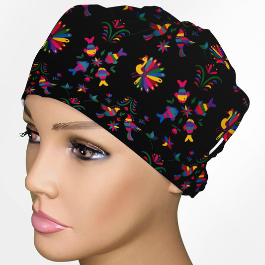 Cinco De Mayo Black Low-Tie Surgeon Scrub Cap