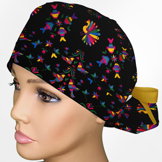 Cinco De Mayo Black Ponytail Scrub Cap
