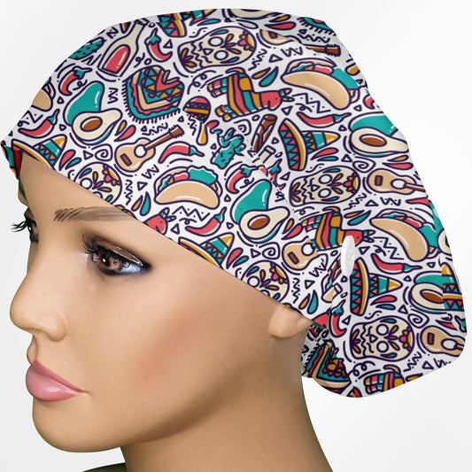 Cinco De Mayo Doodle Euro Scrub Cap