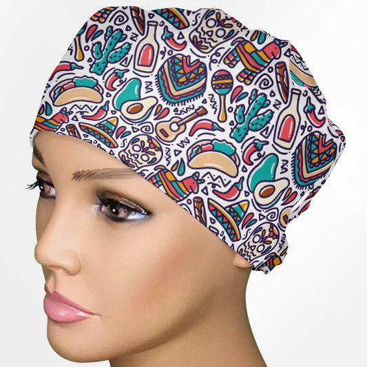 Cinco De Mayo Doodle Low-Tie Surgeon Scrub Cap