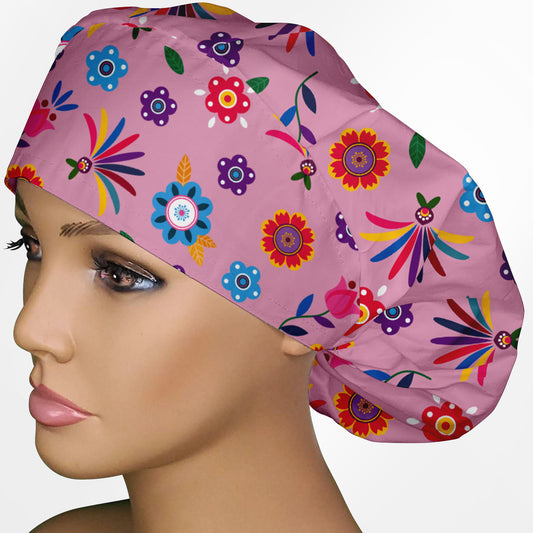 Cinco De Mayo Pink Bouffant Scrub Cap