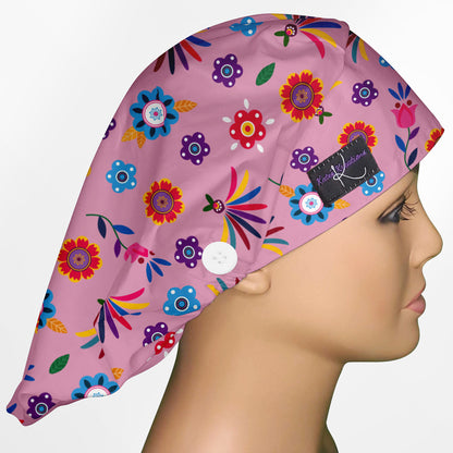 Cinco De Mayo Pink Bouffant Scrub Cap
