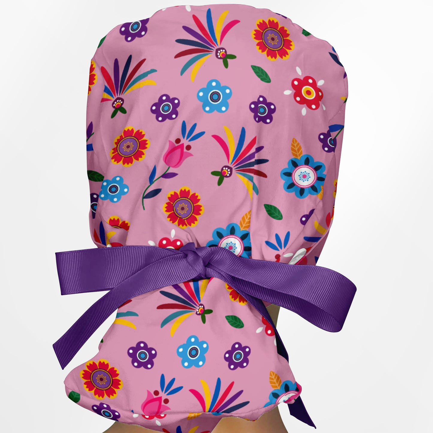 Cinco De Mayo Pink Ponytail Scrub Cap