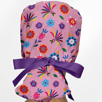Cinco De Mayo Pink Ponytail Scrub Cap