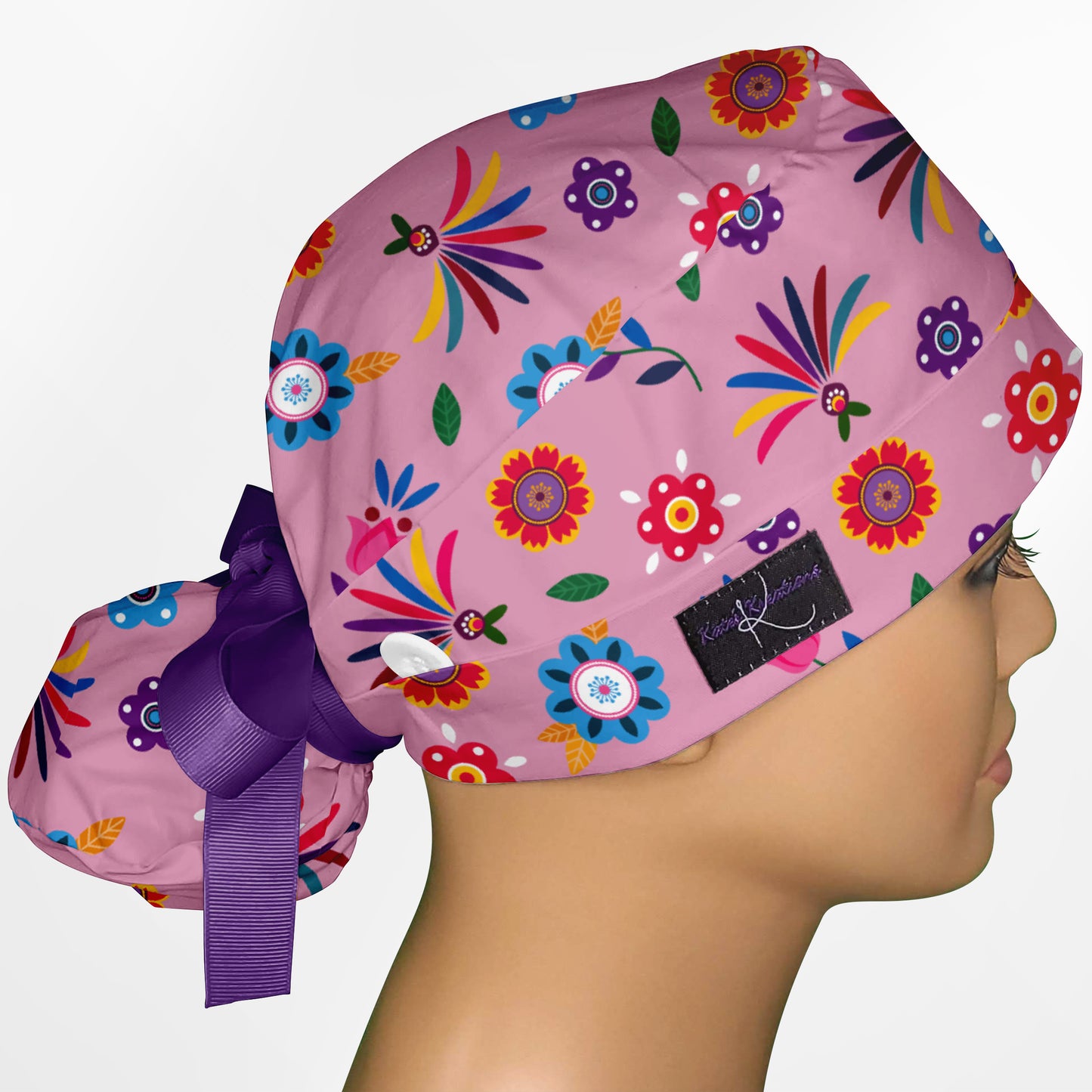 Cinco De Mayo Pink Ponytail Scrub Cap
