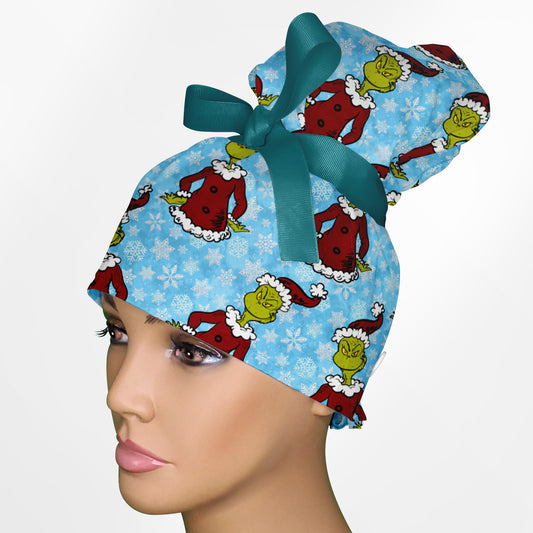 Classic Grinch High Bun Ponytail Scrub Cap