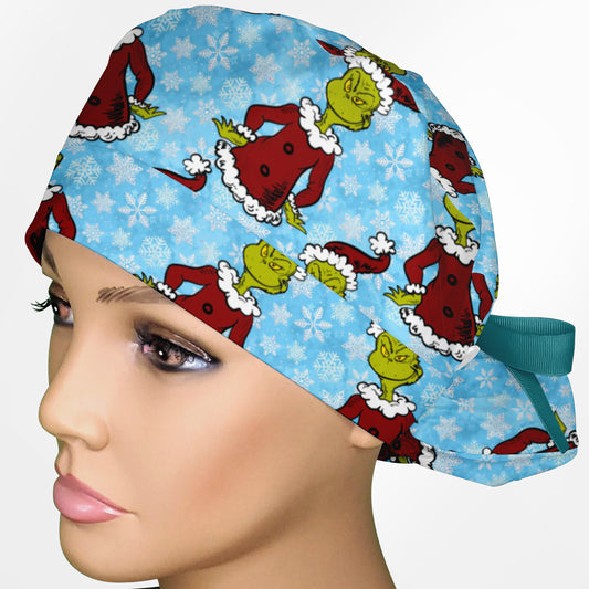 Classic Grinch Ponytail Scrub Cap