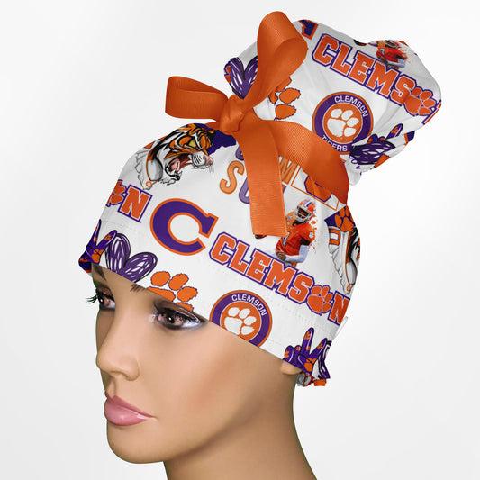 Clemson High Bun Ponytail Scrub Cap
