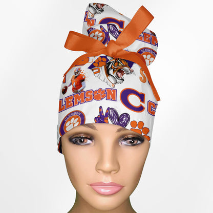 Clemson High Bun Ponytail Scrub Cap