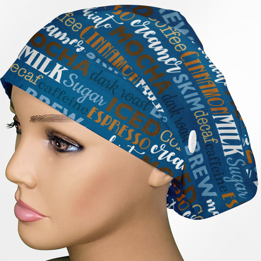 Coffee Words Euro Scrub Cap