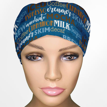 Coffee Words Euro Scrub Cap