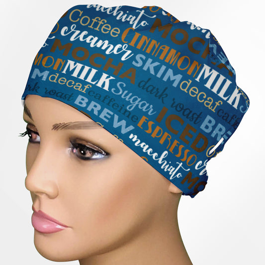 Coffee Words Low-Tie Surgeon Scrub Cap