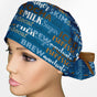 Coffee Words Ponytail Scrub Cap