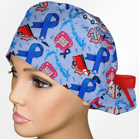 Colon Cancer/First Responder Ponytail Scrub Cap