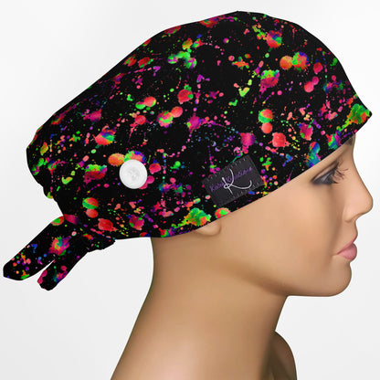 Color Splat Low-Tie Surgeon Scrub Cap