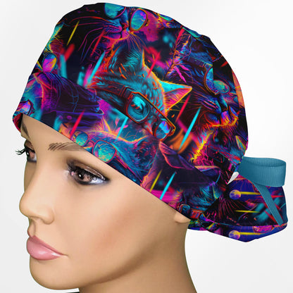 Cool Cat Ponytail Scrub Cap