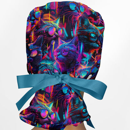 Cool Cat Ponytail Scrub Cap