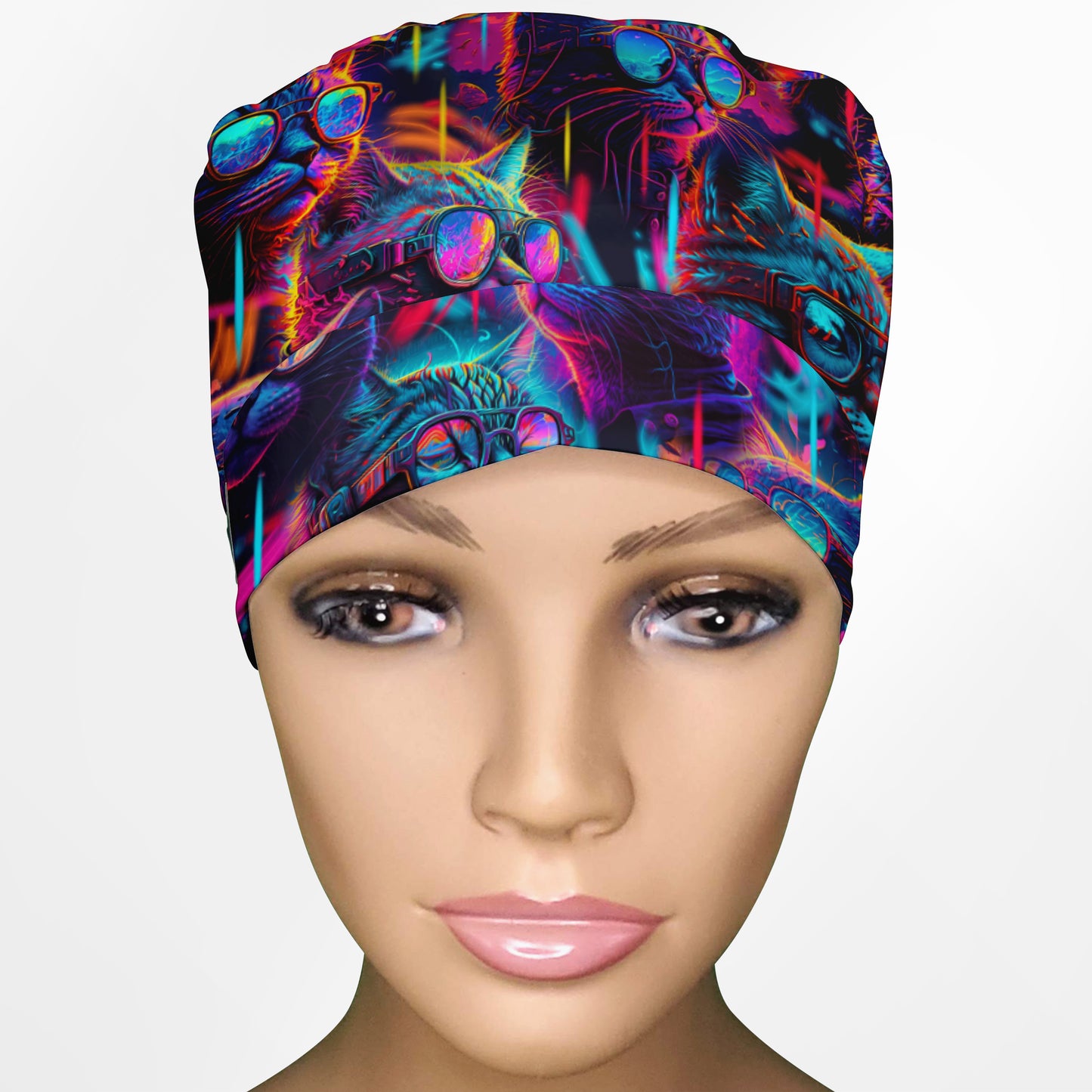 Cool Cat Ponytail Scrub Cap