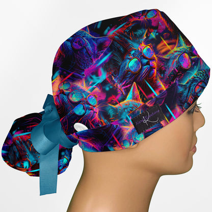 Cool Cat Ponytail Scrub Cap