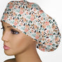 Coral Florals Bouffant Scrub Cap