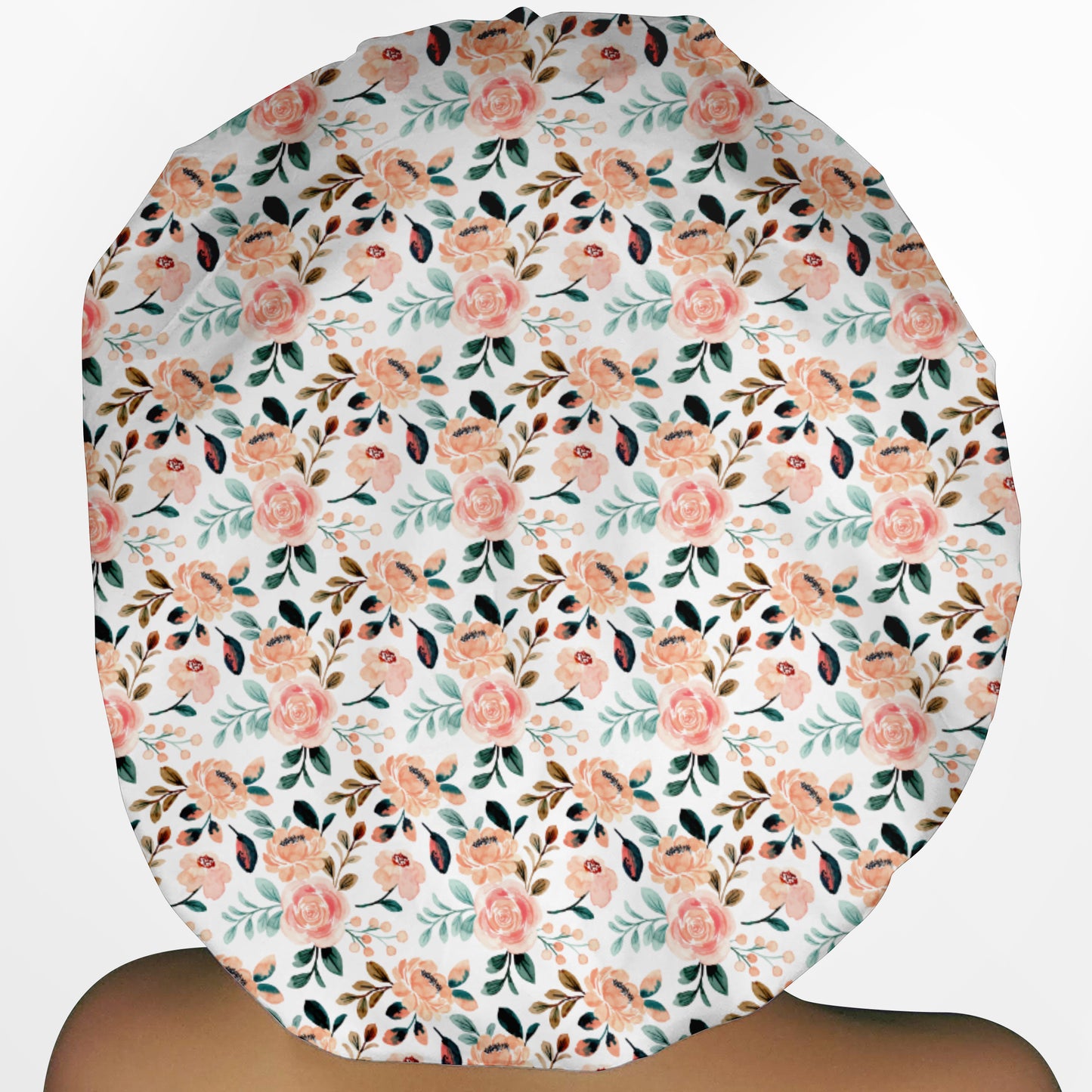 Coral Florals Bouffant Scrub Cap