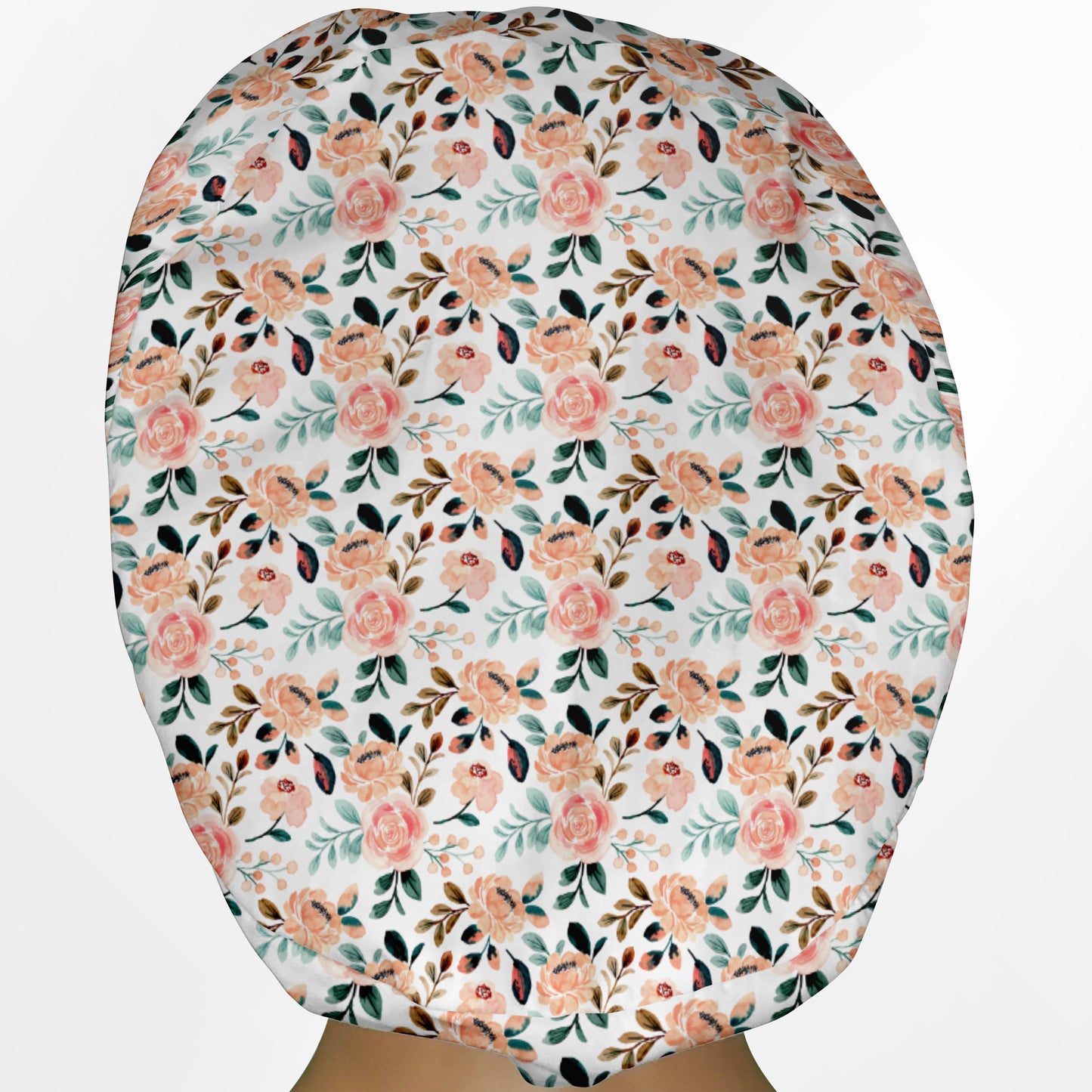 Coral Florals Euro Scrub Cap