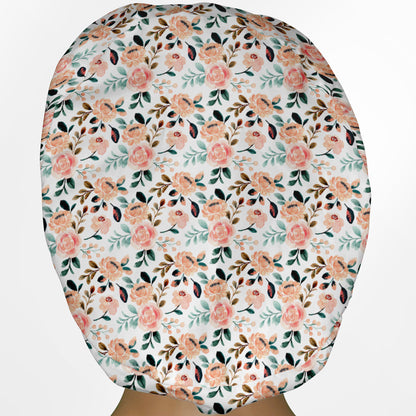 Coral Florals Euro Scrub Cap