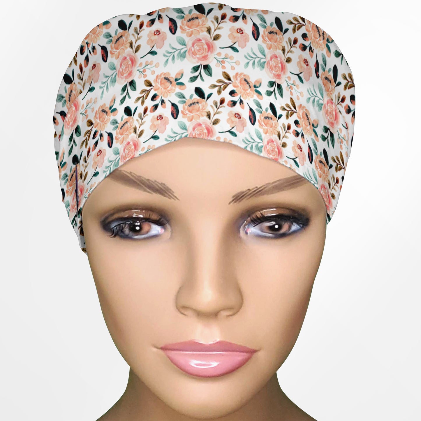 Coral Florals Euro Scrub Cap