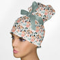 Coral Florals High Bun Ponytail Scrub Cap