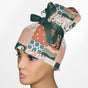 Coral Floral Patch Work High Bun Ponytail Scrub Cap