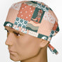 Coral Floral Patch Work Surgeon Scrub Cap