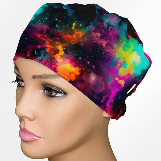 Cosmic Trip Low-Tie Surgeon Scrub Cap
