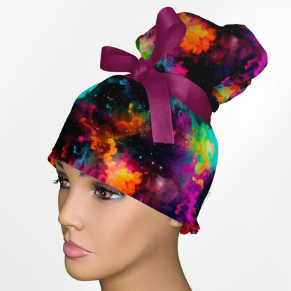Cosmic Trip High Bun Ponytail Scrub Cap