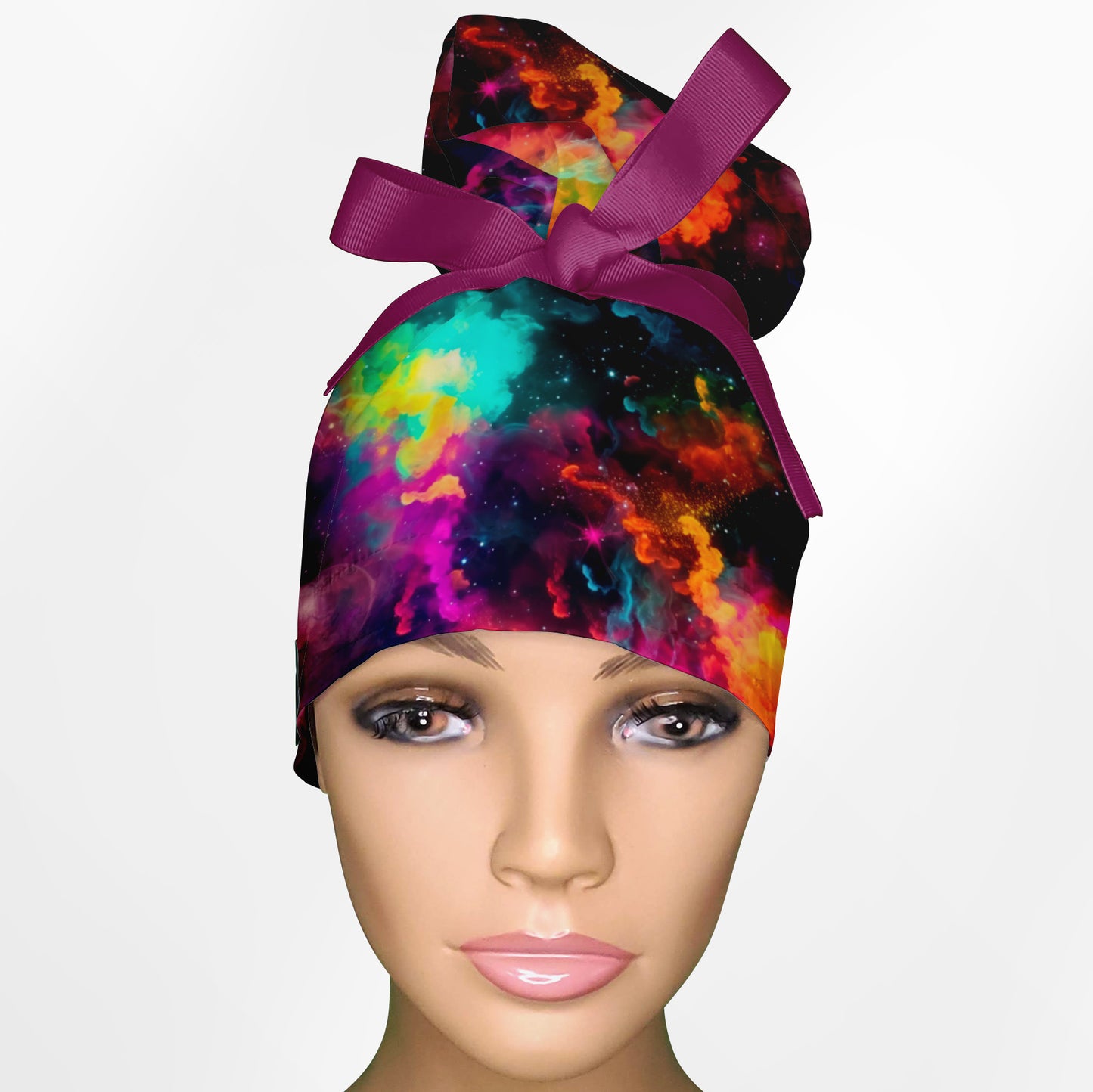 Cosmic Trip High Bun Ponytail Scrub Cap