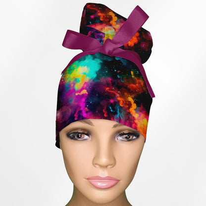 Cosmic Trip High Bun Ponytail Scrub Cap
