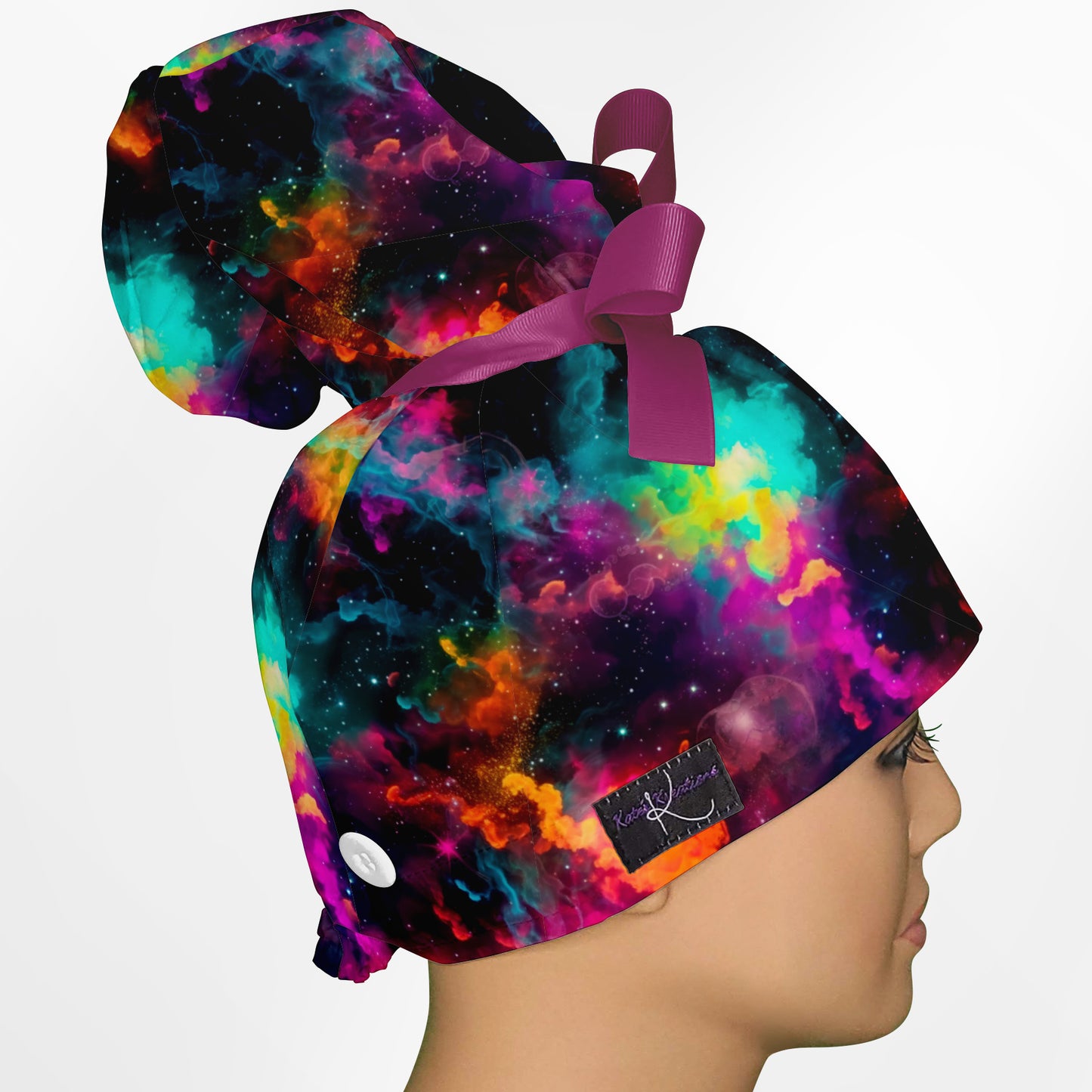 Cosmic Trip High Bun Ponytail Scrub Cap