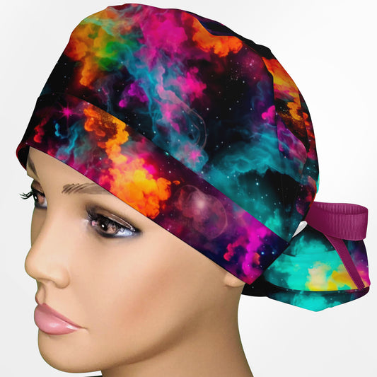 Cosmic Trip Ponytail Scrub Cap